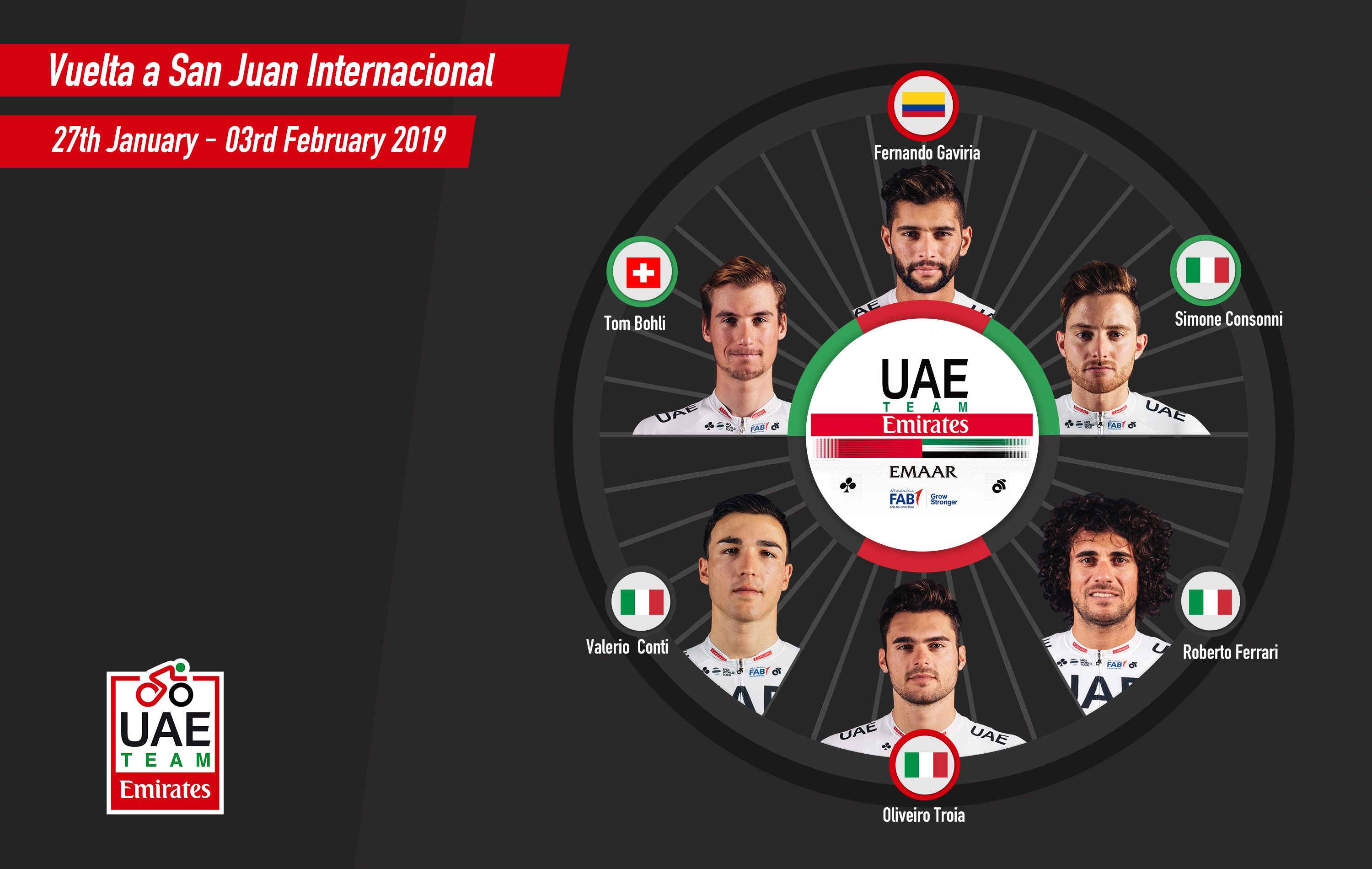 Gaviria debuts in the Vuelta a San Juan UAE team Emirates