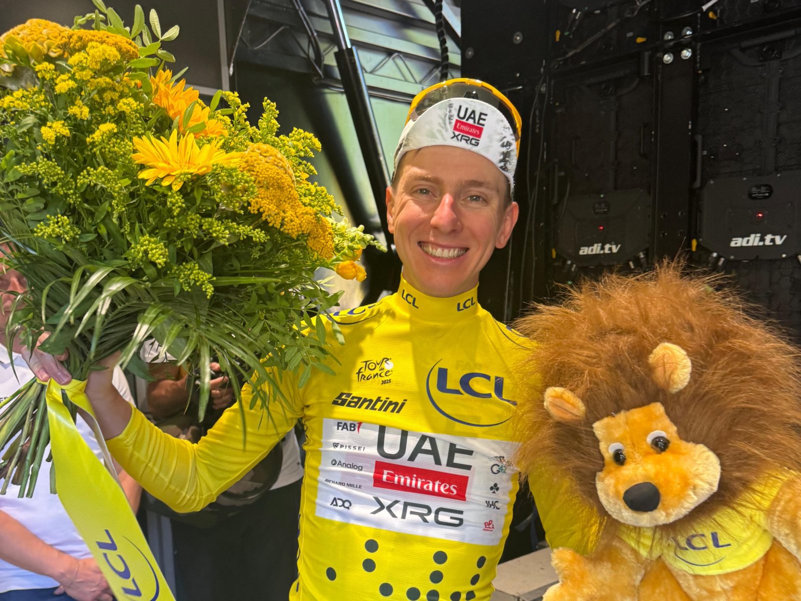 Tadej beaming in Yellow