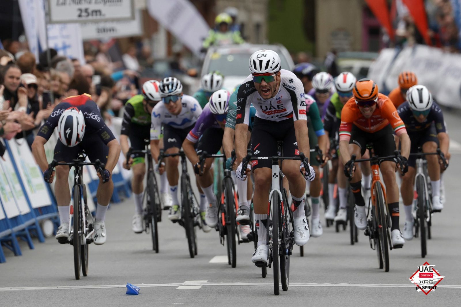 Filippo Baroncini crossed the line in second place at the Vuelta Asturias