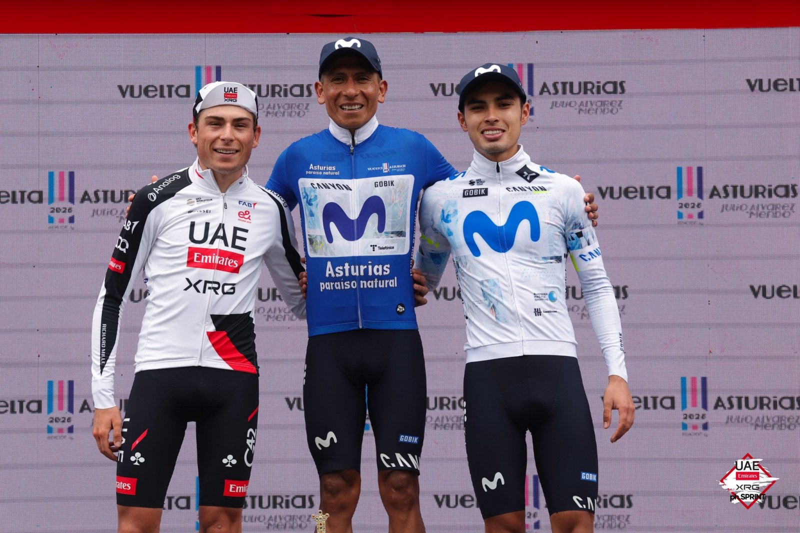 Adrià Pericas smiles from the final podium of the Vuelta Asturias
