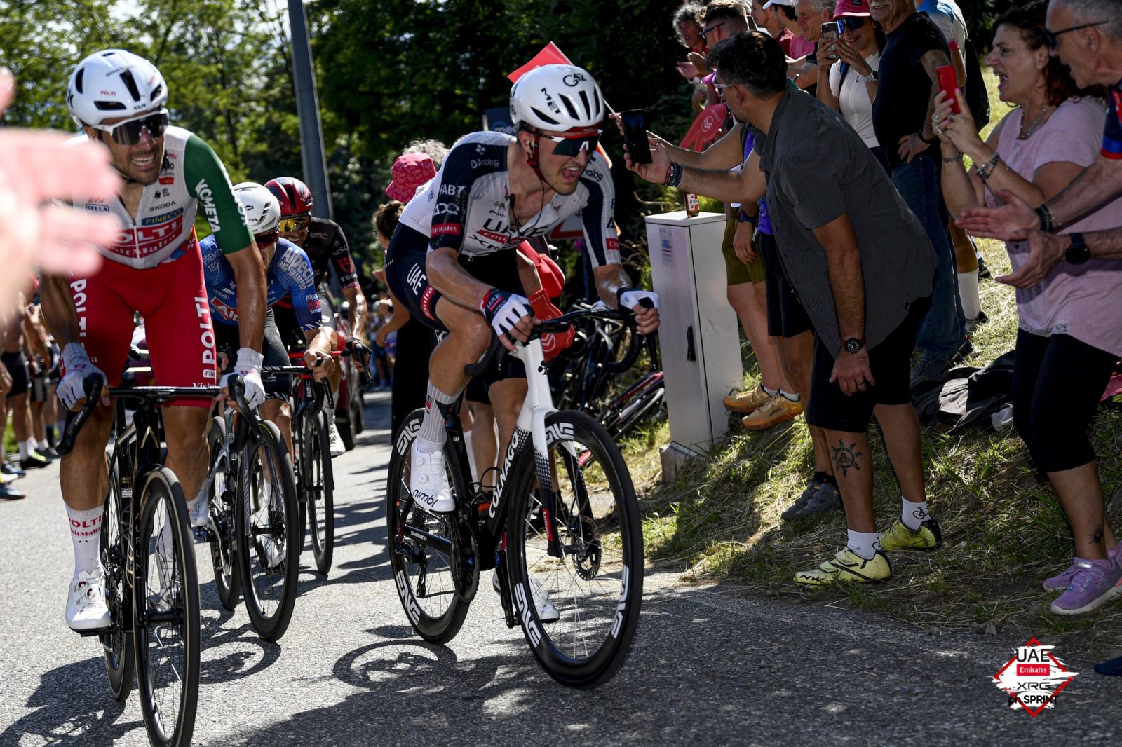 Mikkel Bjerg battles from the breakaway on stage 13 of the Giro d'Italia