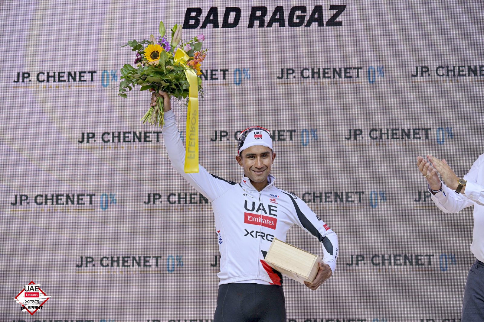 Jhonatan Narváez took to the podium on the Tour de Suisse's third stage