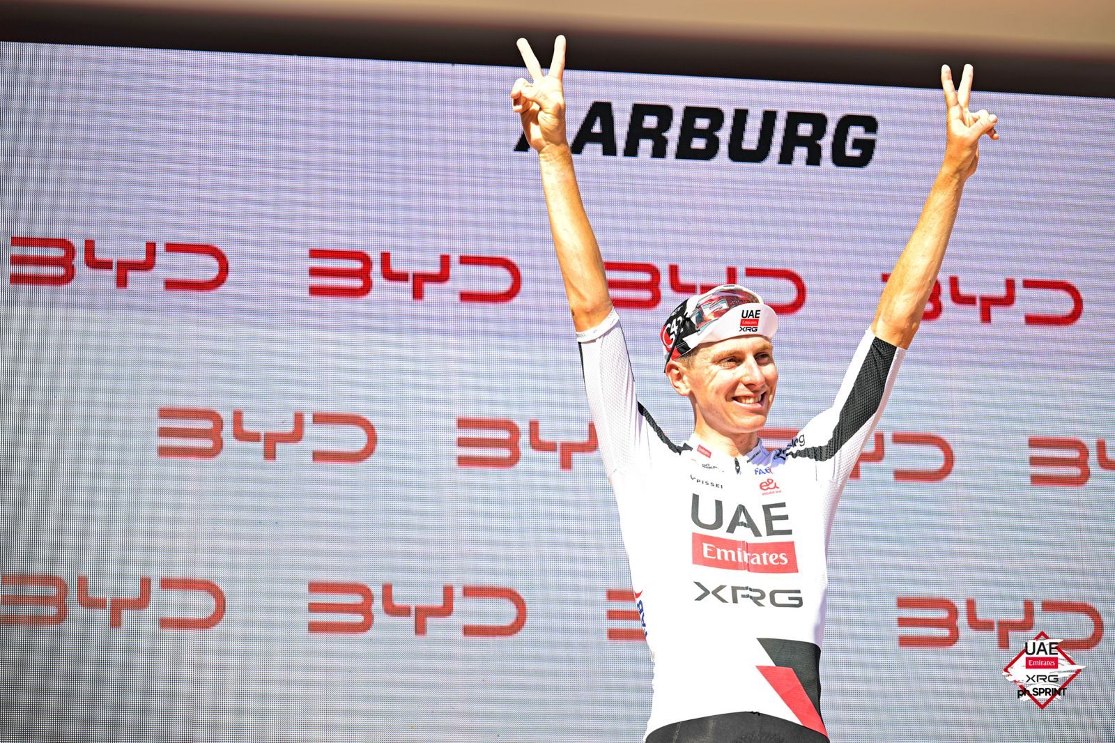 Pogačar took to the podium at the Tour de Suisse on stage 4