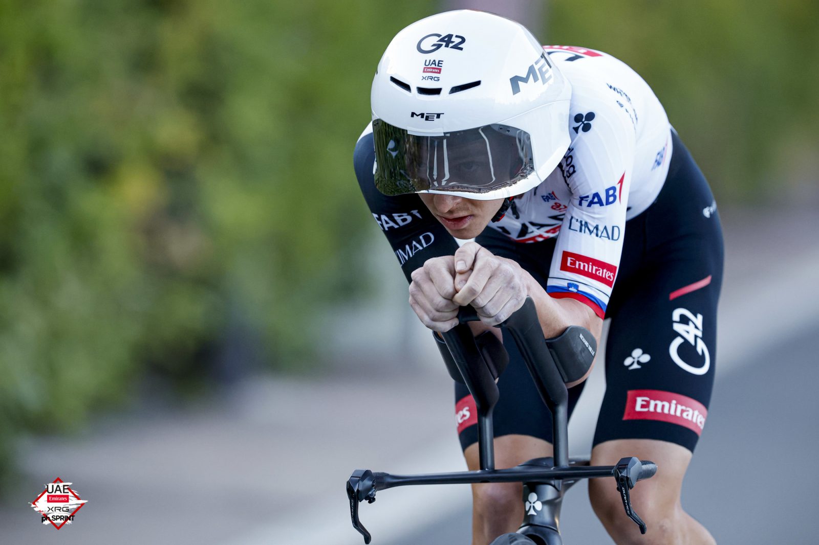 Tadej Pogačar en route to winning stage 1 of the Vuelta a España