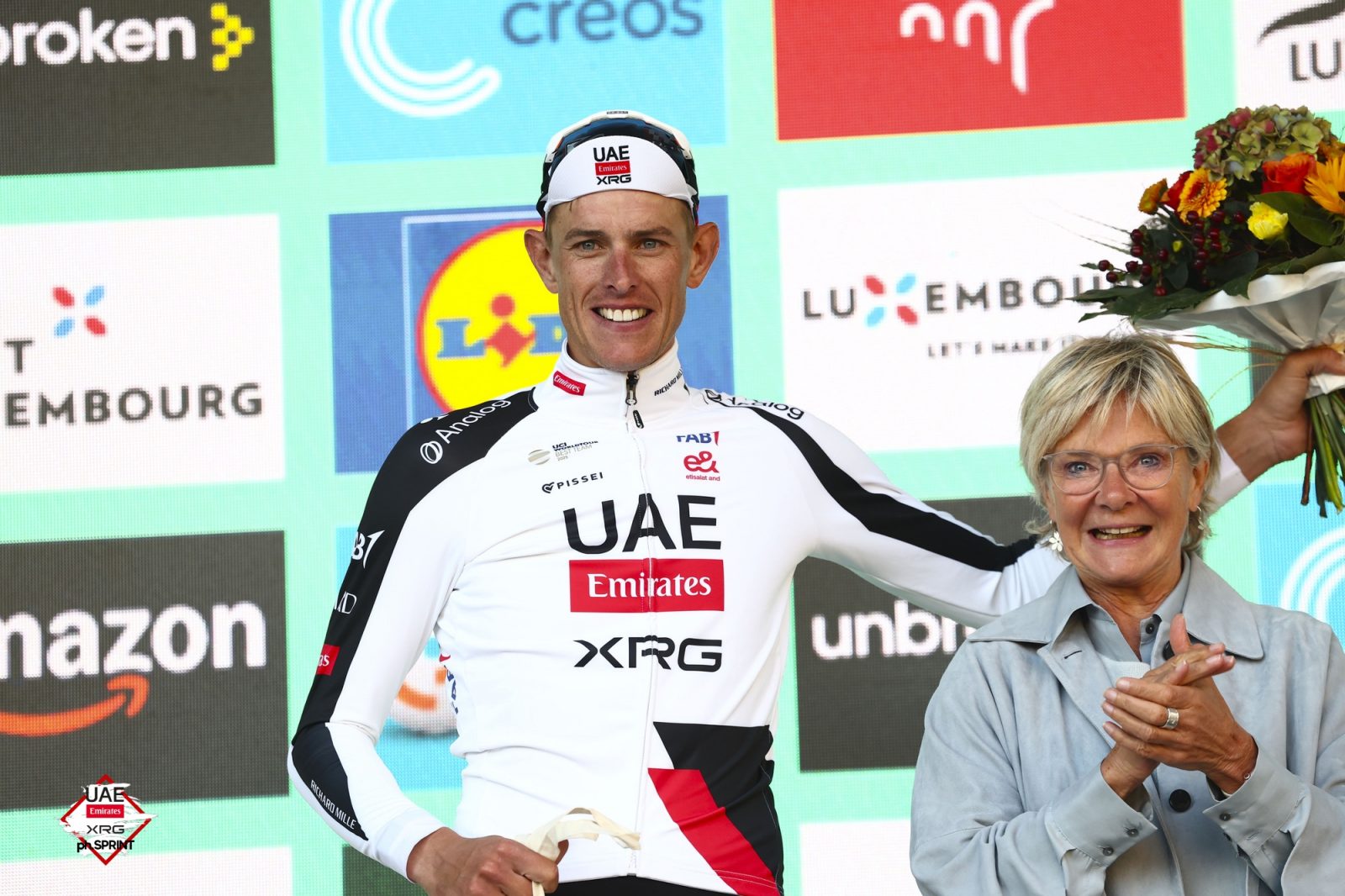 Nils Politt on the podium in Luxembourg