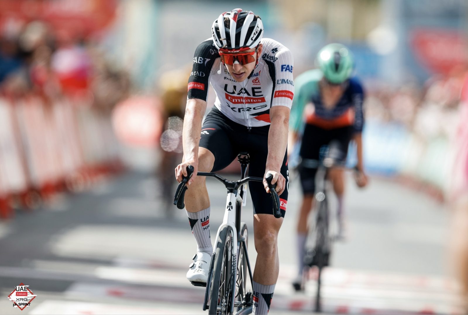 Kevin Vermaerke at the finish of stage 13 in the Vuelta a España