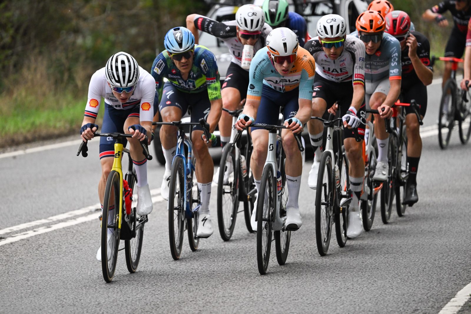 Tim Wellens in the leading group at the Tour of Britain