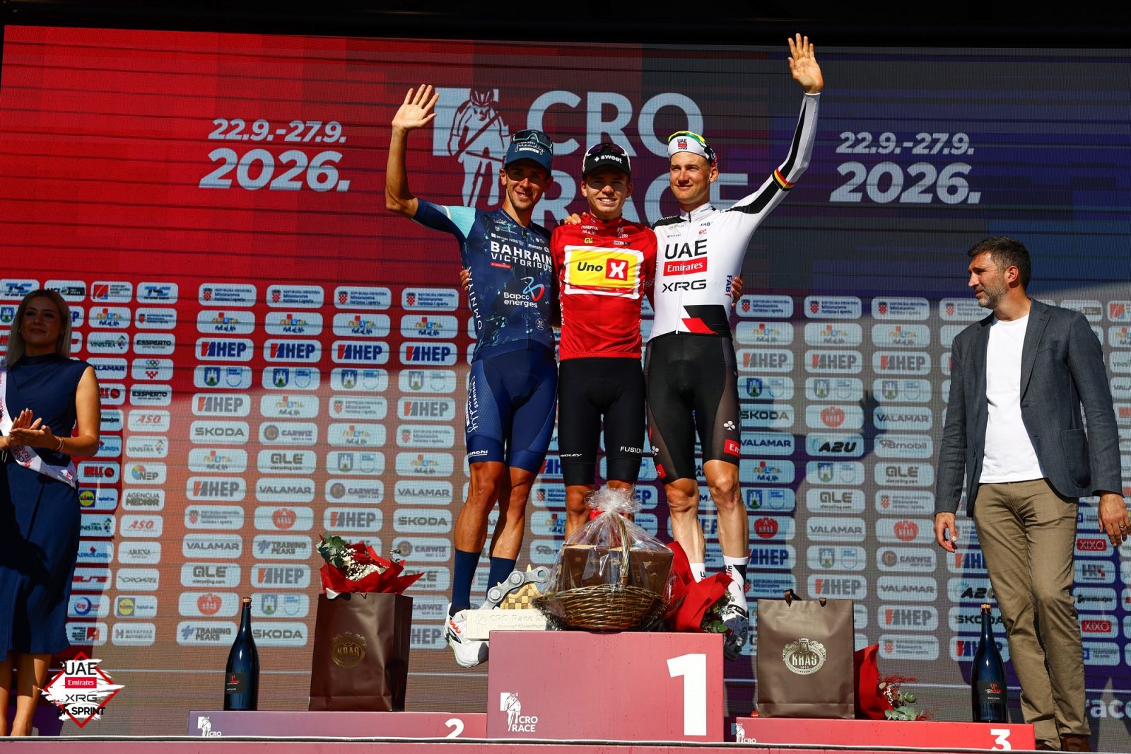 Tim Wellens on the final podium of the 2026 CRO Race