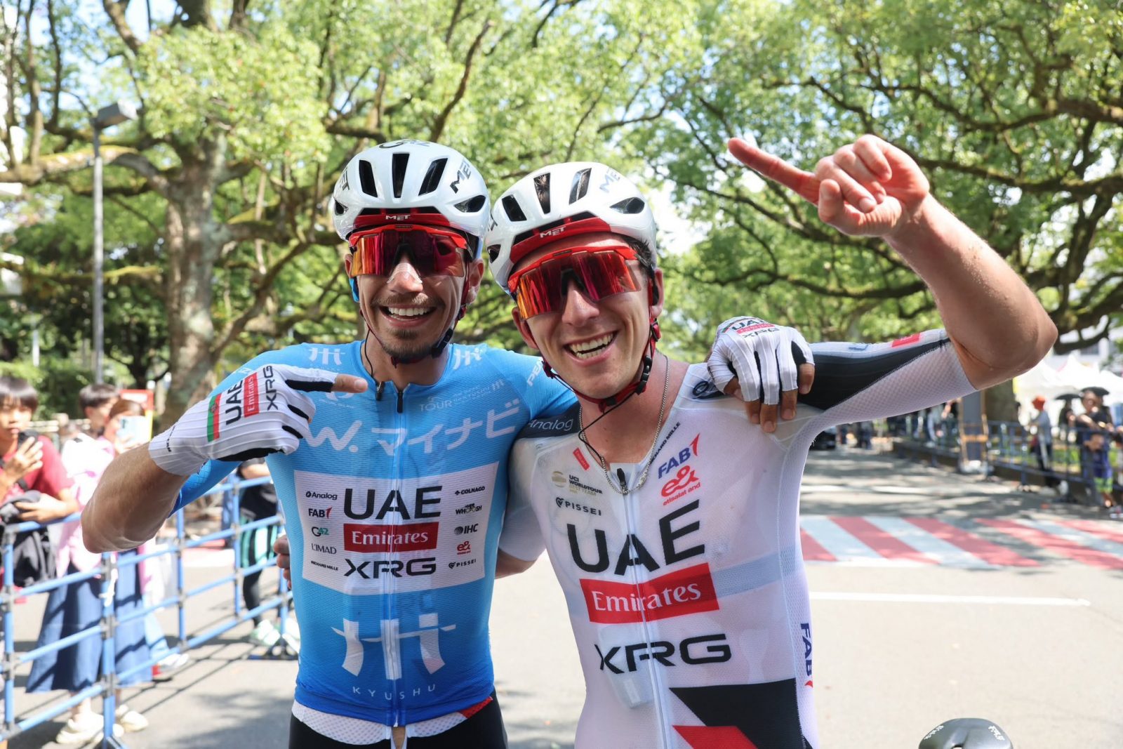 Oliveira and Kevin Vermaerke celebrate a job well done in Japan